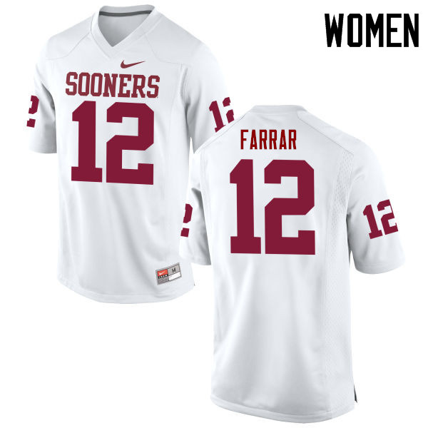 Women Oklahoma Sooners #12 Zach Farrar College Football Jerseys Game-White